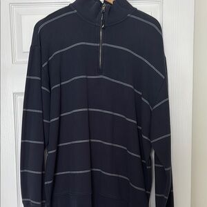 Nautica Navy and White Zip Up Sweater with Mock Neck